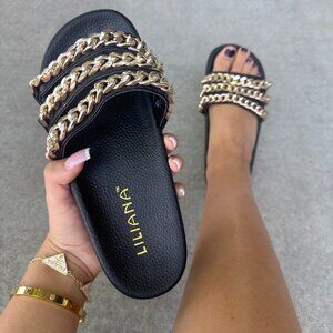 NEW LILIANA SLIP ON open toe Chained sandal Woman